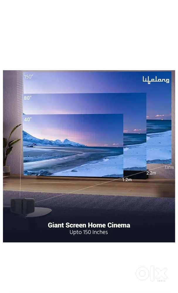 1080p Smart Projector with Android 9 + 80” Big Screen  Unused Pack