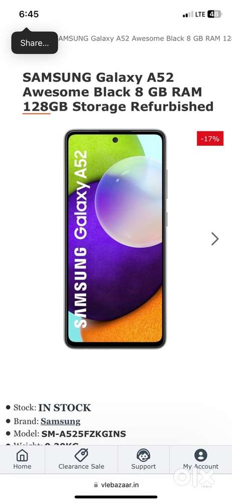 a52s 8+128 scratchless phone orignal sb