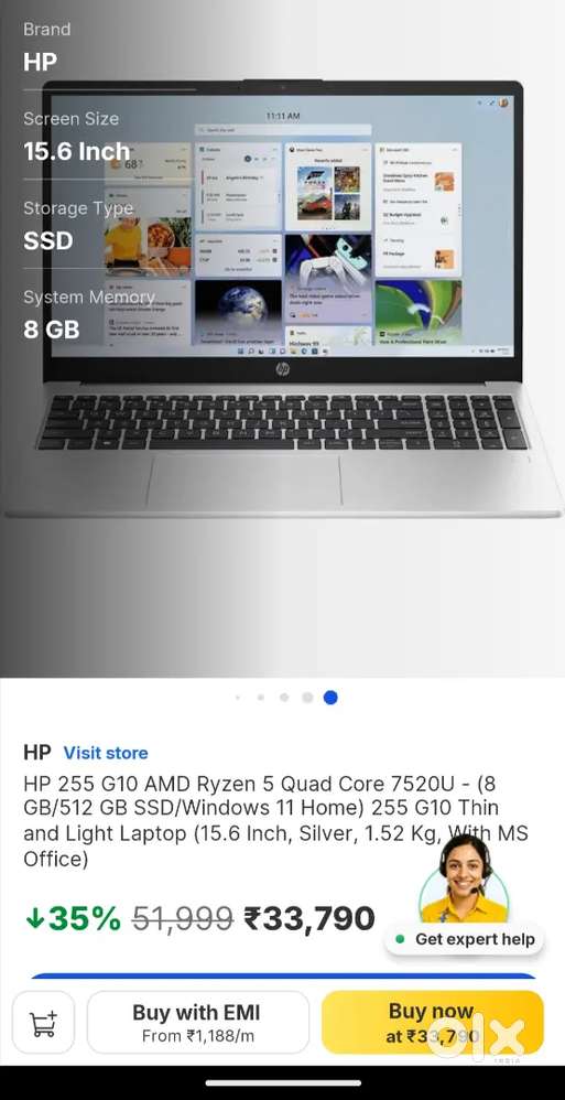 Hp 255 g10 laptop amr Ryzen 5 7520u