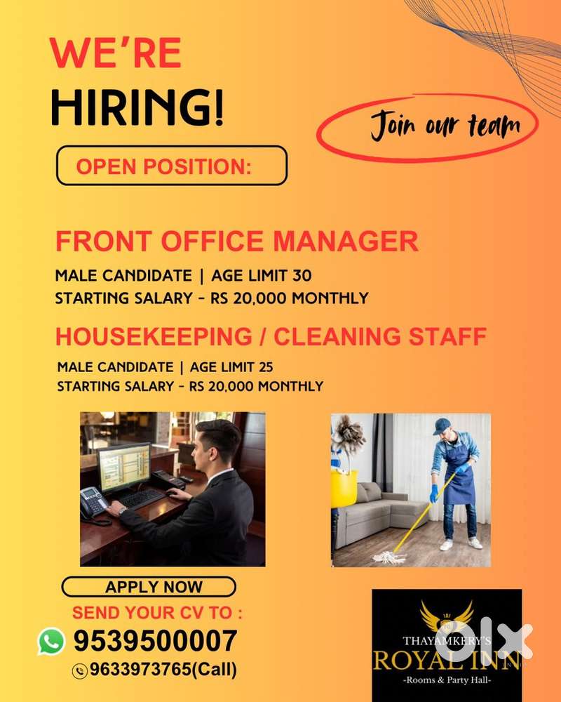FRONT OFFICE MANAGER/ HOUSEKEEPING STAFF