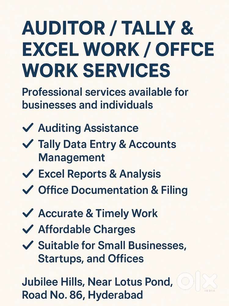 Title: Auditor / Tally & Excel Work / Office Work Services