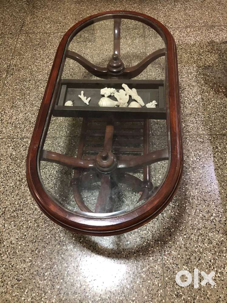 Teak Wood Glass Top Side Table is for Sale.