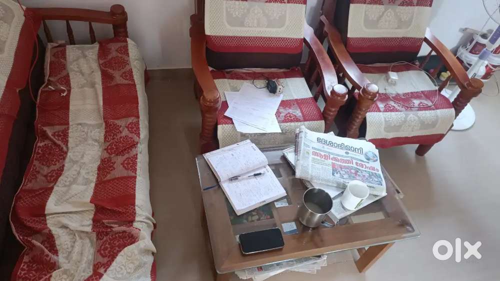 Sofa with wooden chair