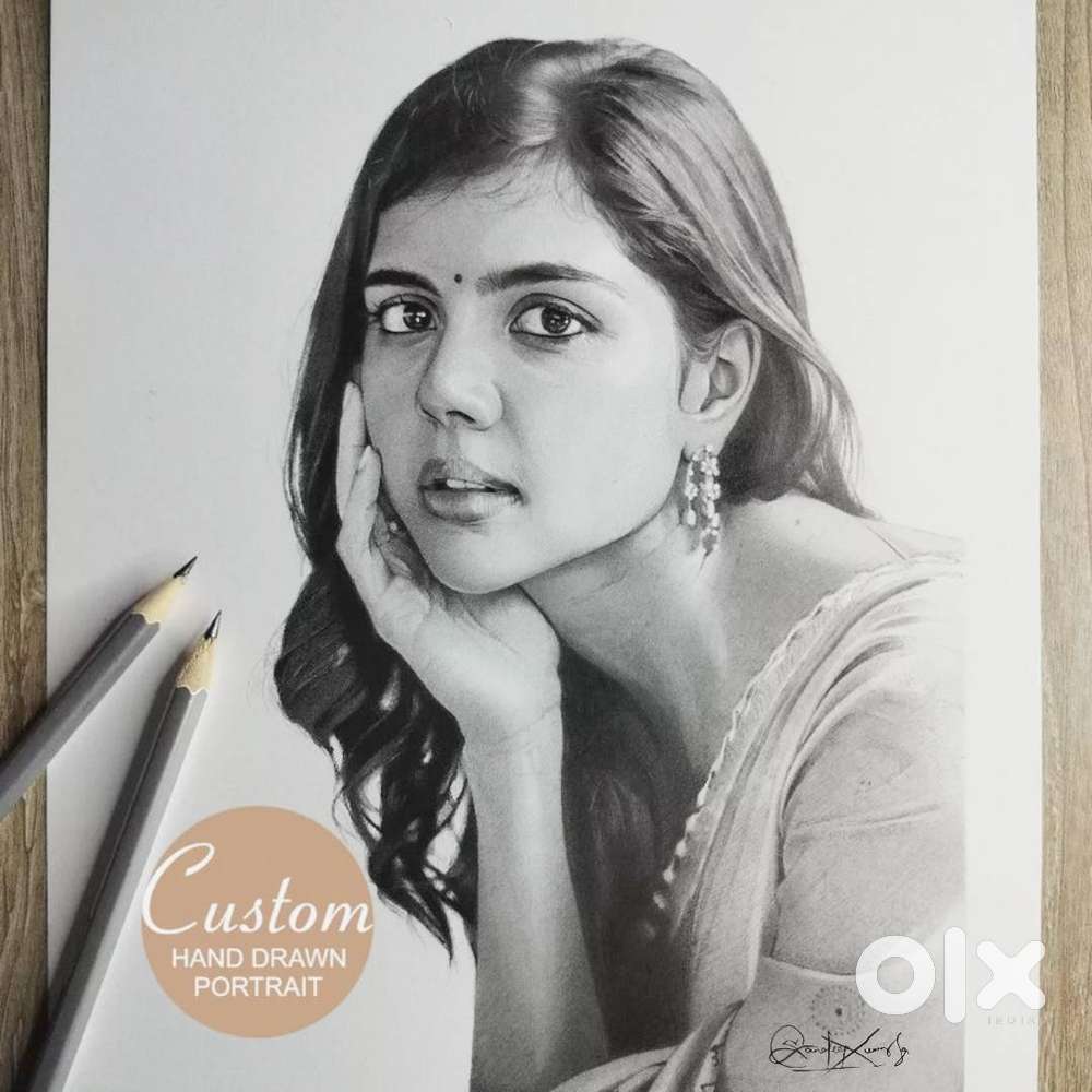 Custom Pencil Portrait: Realistic Hand Drawn Graphite Art