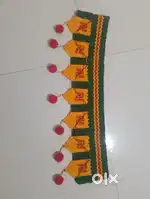 Handmade Woolen Wall Hanging Toran with Pom-Poms (Traditional Decor)