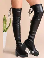 Black Thigh High Platform Boots