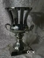 Antique pure brass solid very heavy big  trophy silver plated 31 cm.