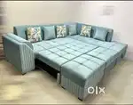 Nagpur Furniture Zone, Luxury L Shape Sofa Cum Bed + Tea Table+ 2puffy