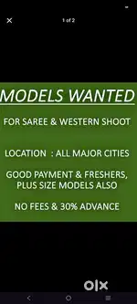 FEMALE MODELS WANTED
FOR SAREE & WESTERN SHOOT