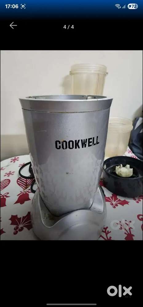 Cookwell bullet mixer grinder 500 watt (3 jars, grey)