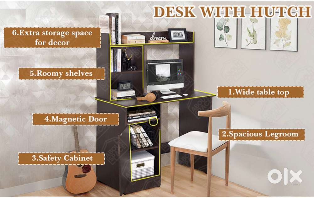 Computer Table for Home (Flower Wenge - L100 x B50 x H134 cm)