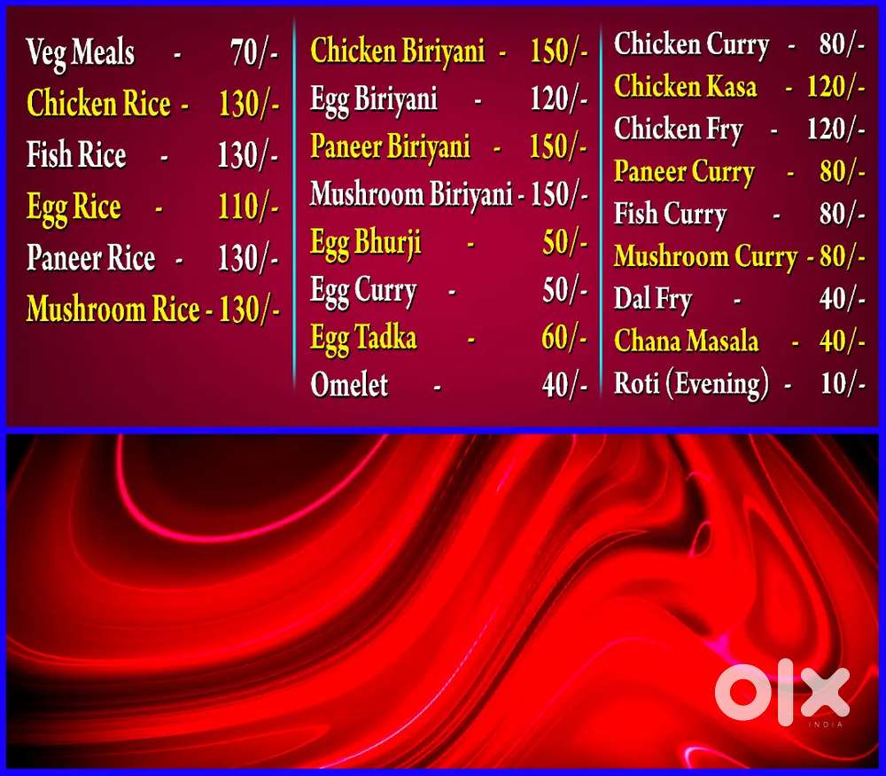 Need cook meals, biryani