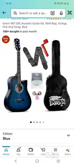 Intern INT-38C Acoustic Guitar Kit, With Bag, Strings, Pick And Strap.