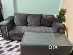 3+2 seater sofa with centre table toffon glass