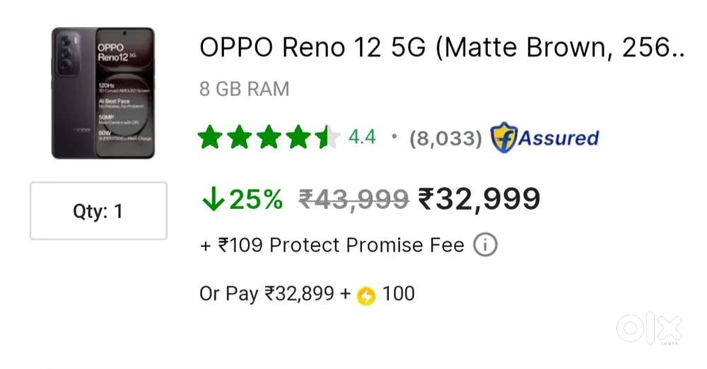 Oppo Reno 12 5G (Matte Brown, 256 GB) (8 GB RAM)