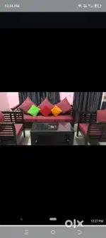 Wooden 5seater sofa set with center table