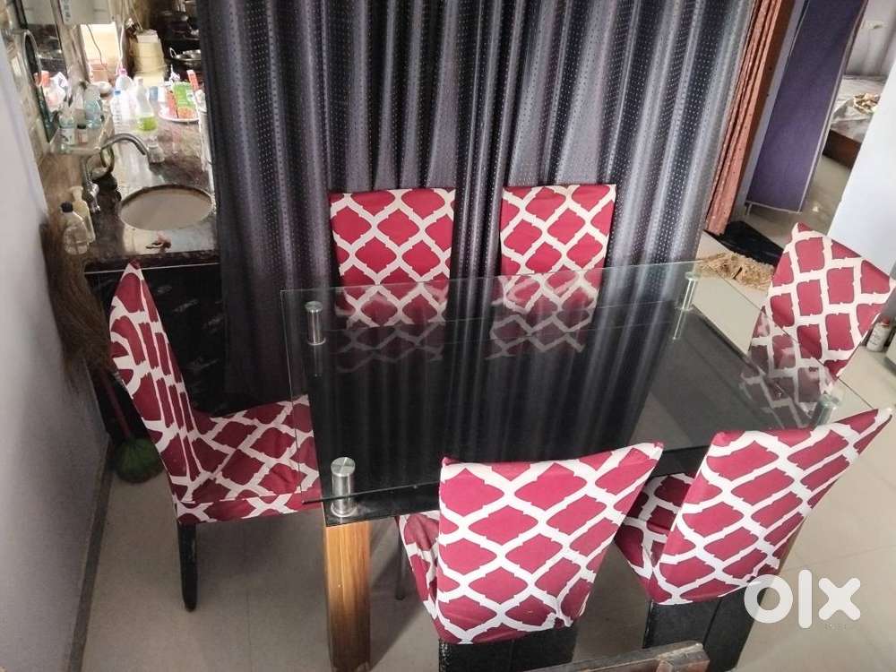 6 Seater Double Deck Glass Dining Set