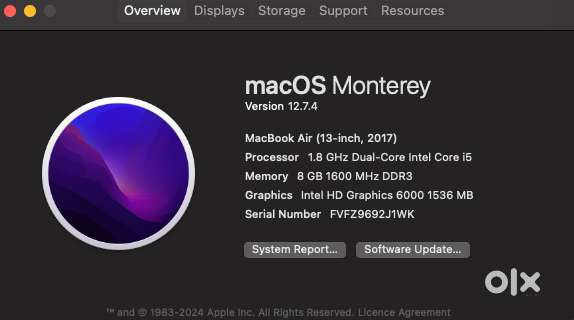 MacBook Air 2017 (US Model) 13-inch  i5  8GB RAM  Excellent Working