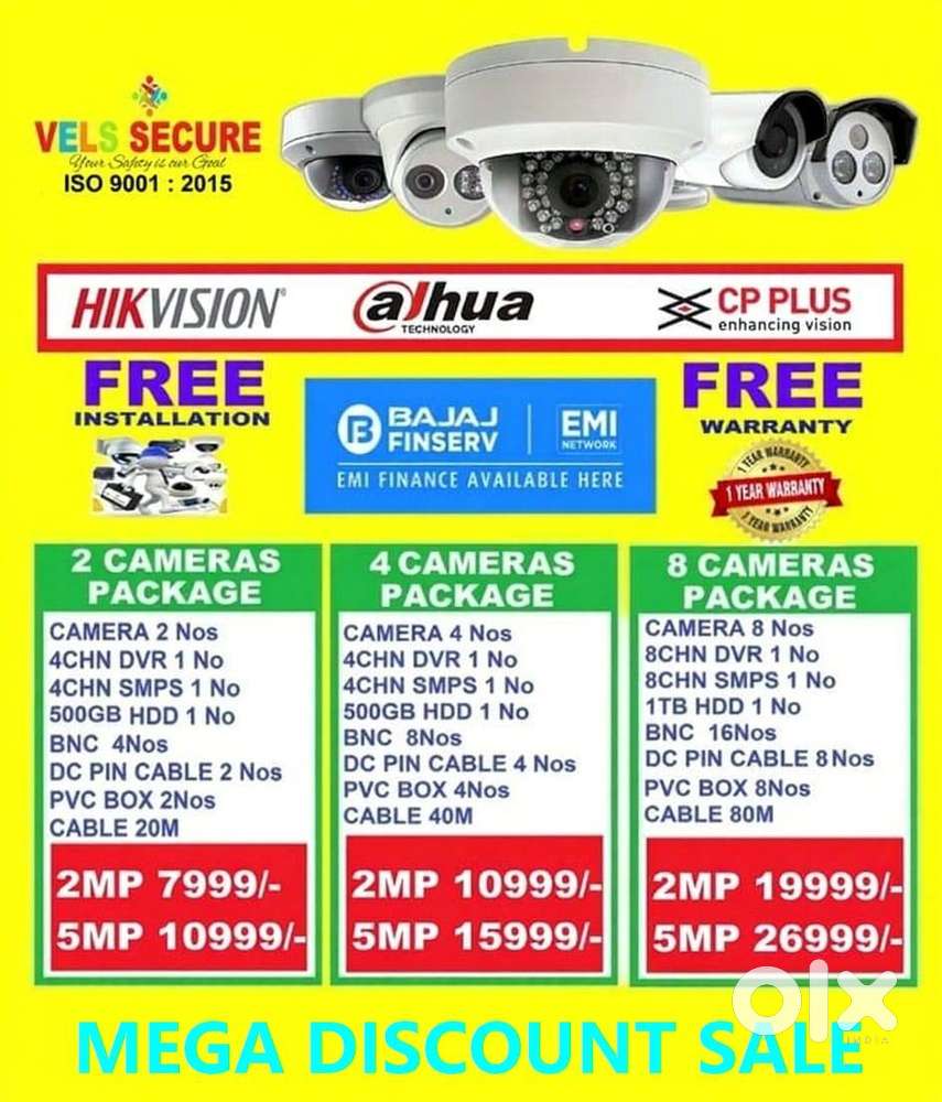 MEGA   DISCOUNT  SALE 2MP  DAHUA or CP PLUS or HIKVISION  CCTV