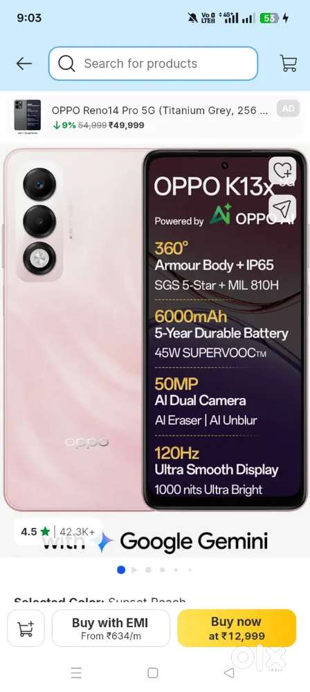 I want to sell my 1 month old OPPO K13X