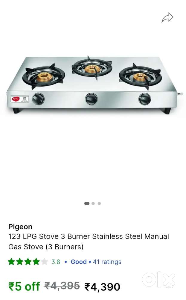 Pigeon LPG Stove 3 Burner Stainless Steel Gas Stove