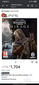 PS5 disc  Assassin's creed MIRAGE  ( a ubisoft original)
