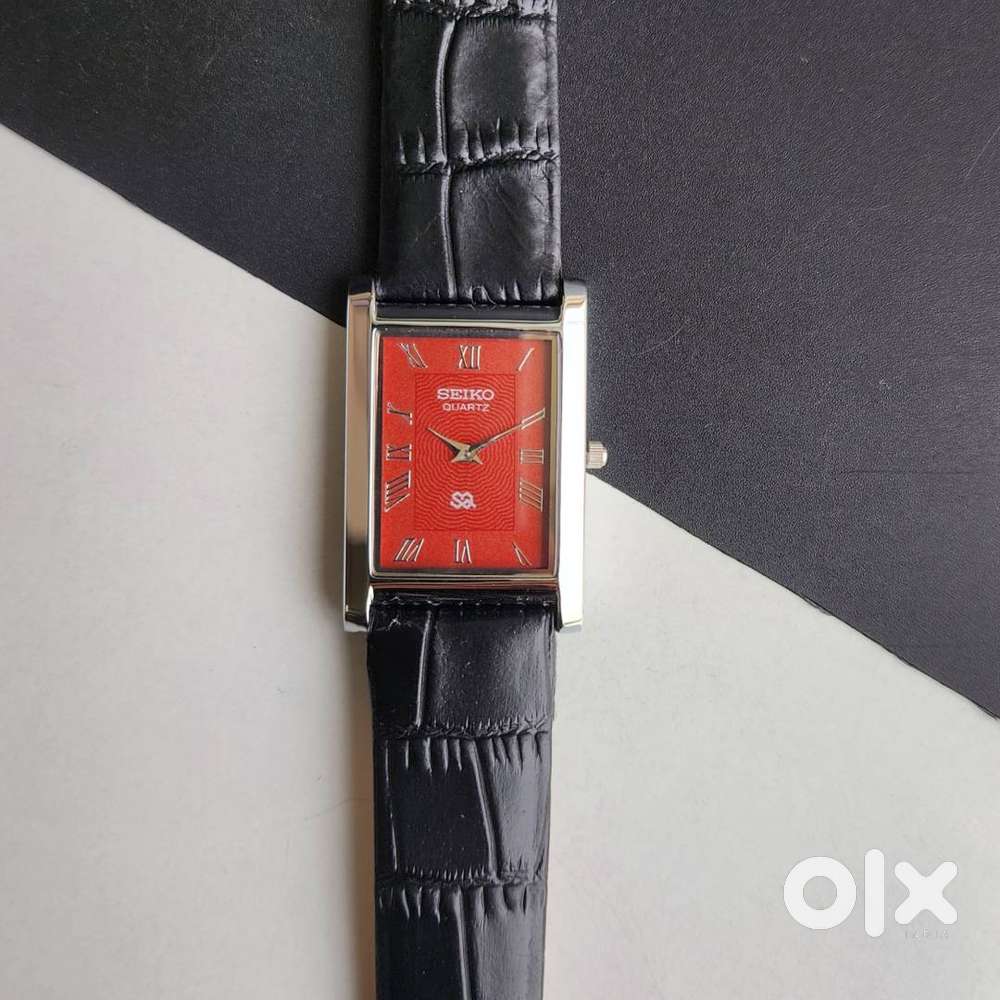 Seiko Slim Rectangular Red Face Quartz Mene's Watch