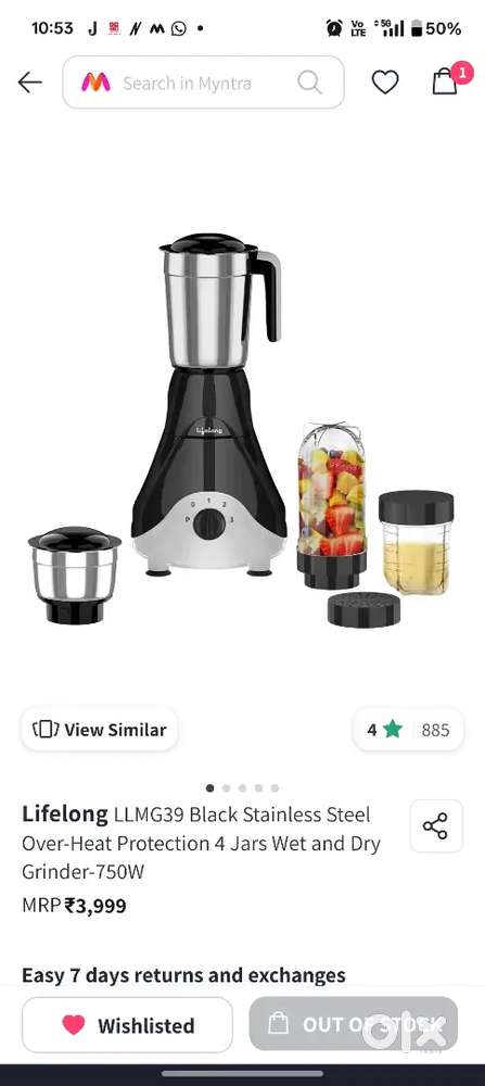 Lifelong mixer grinder brand new condition 1 year old