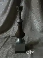 Antique teek wood and hindolium electric table lamp  38 cm