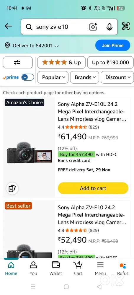 SONY ZVE10 camera with kit Lense