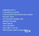 WANTED MALE PICKERS ( TELLAPUR)