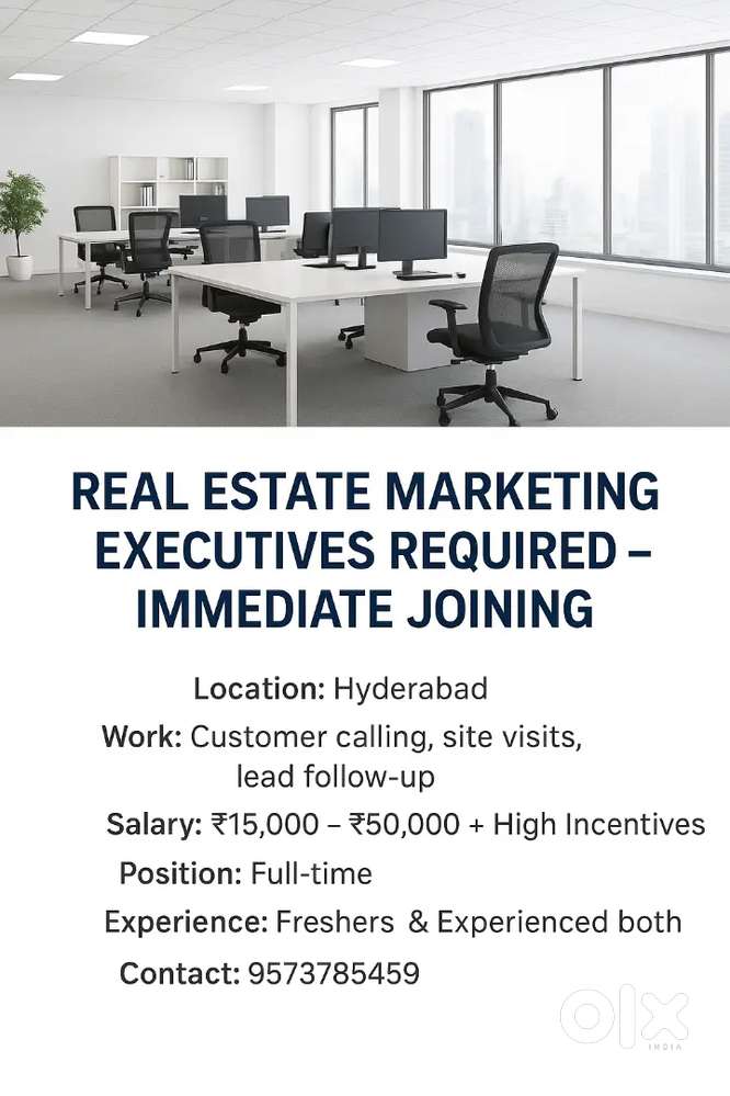 “Real Estate Marketing Executives Required – Immediate Joining”