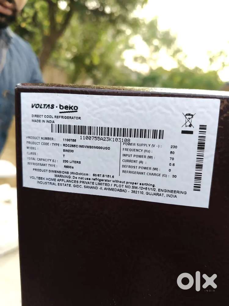 Brand: Voltas Beko

Model/Year: RDC265C/2023

Total Volume: 230 liters