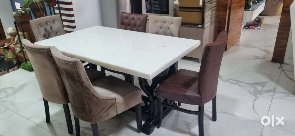 Six seater marble top dinning
