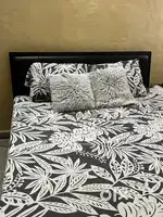 Queen-Size Black Metal Bed with Hydraulic Storage and mattress