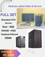 randed  Ram - 4GB DDR3  Hard disk - 500GB  Monitor  Keyboard Mouse  St