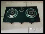 Gas stove with 3 burner top glass finish for sale