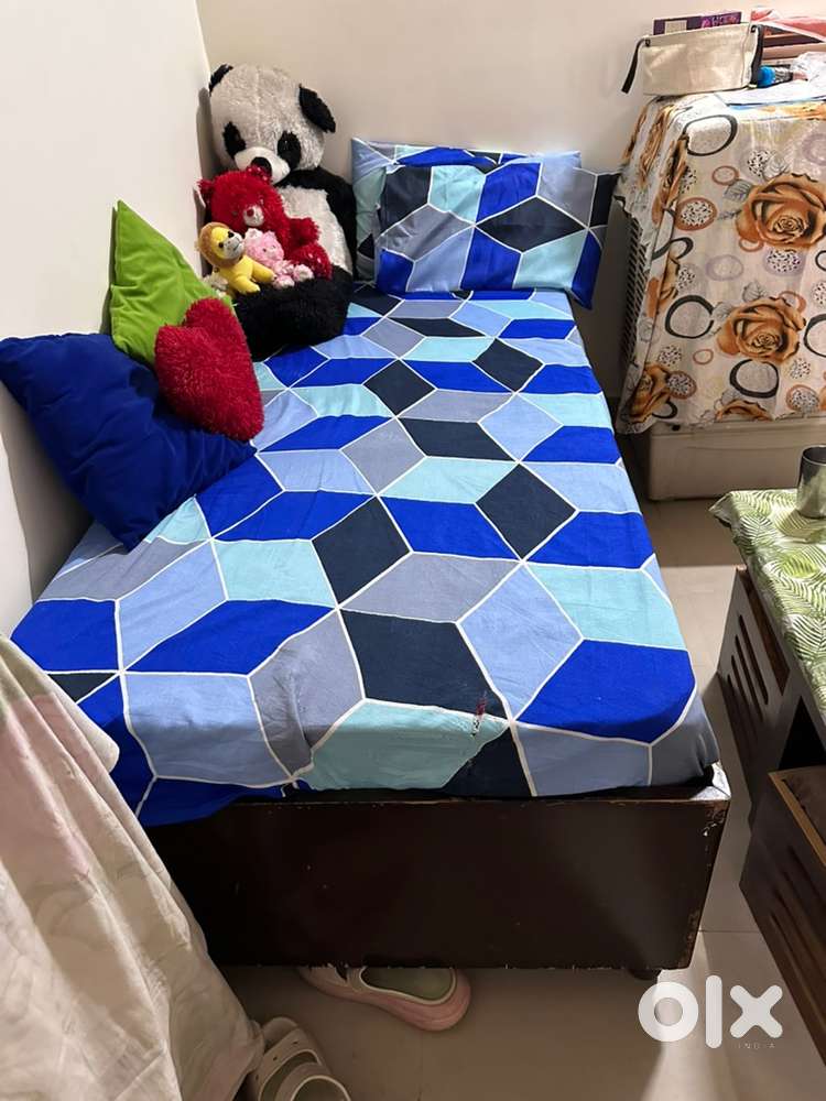 Single bed with storage and mattress almost in new condition