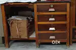 Solid real teak wood table with 4draws and writing pad.