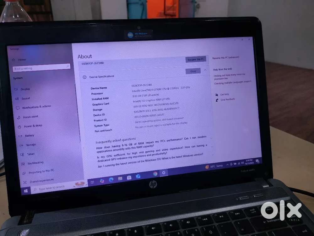 HP Laptop i5 8gb Ram 750 GB Hardisk 64 bit