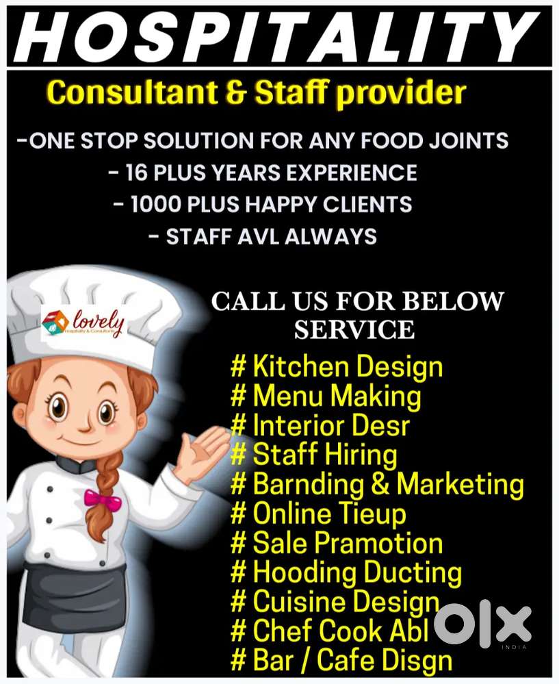 Food business startup support service chef cook waiter manager provid