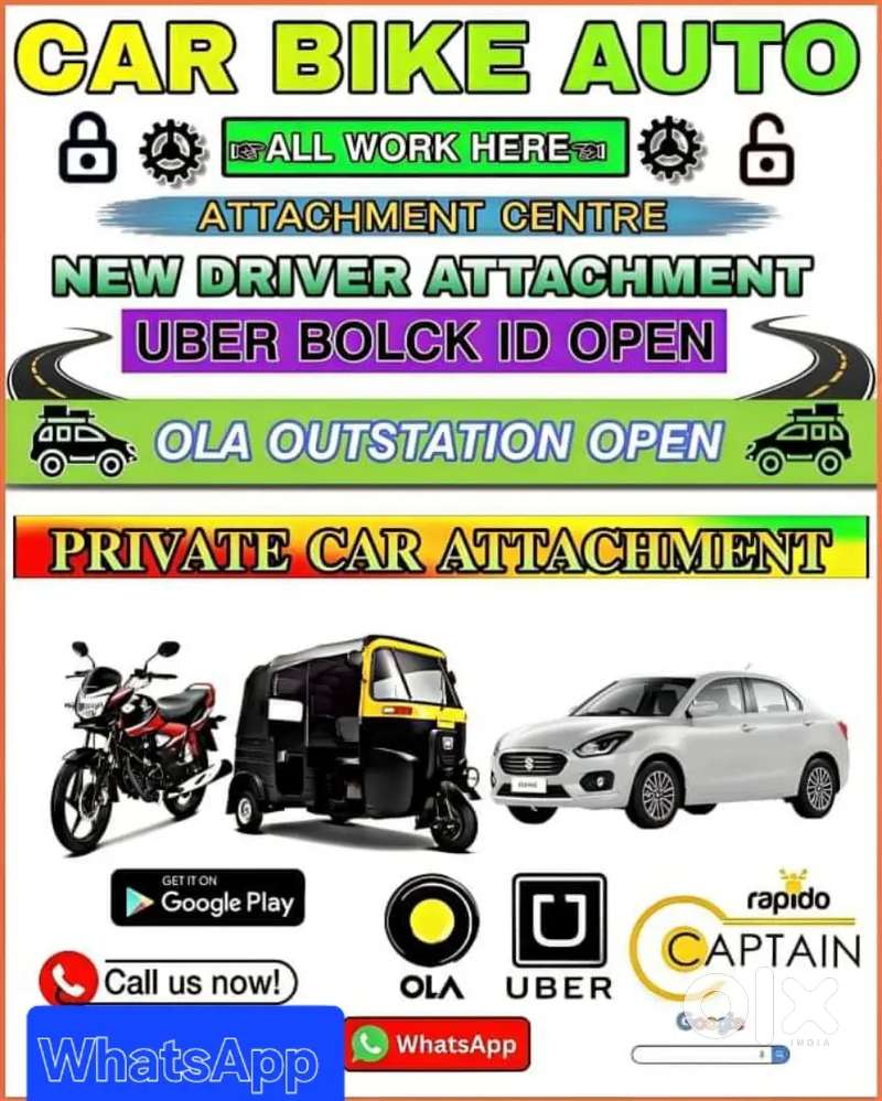 Ola uber me gadi attached karwaye new driver ID book karwaye aal ud