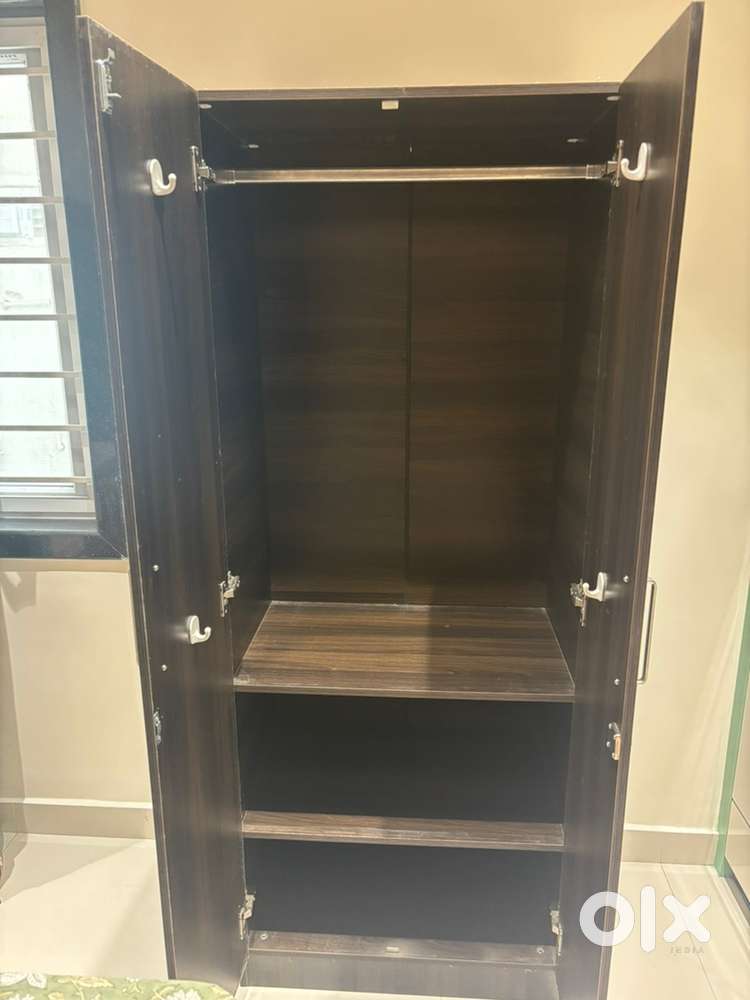 Wakefit wardrobe  cup board for clothes storage  2 doors  walnut