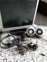 Monitor, web camera, speaker , mouse , keyboard, headphones,