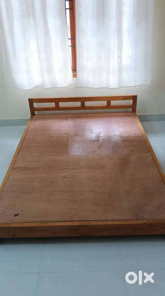 Low height floor bed pure teak wood new