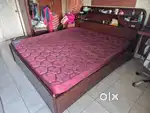 King Size Wooden Cot with Storage & Headboard and Mattress – Used