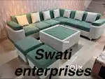 New L shape sofa with center table nd two puff home furniture