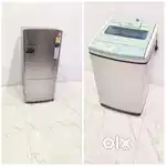 Samsung steel finished fridge and samsung top load washing machine