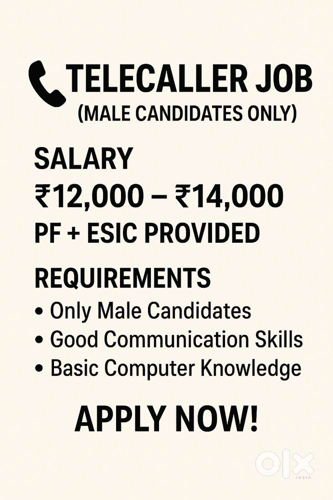Telecaller Job (Male Candidates Only)