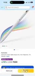 Portronics gild tablet stylus pen,plam rejection,tilt sensitive